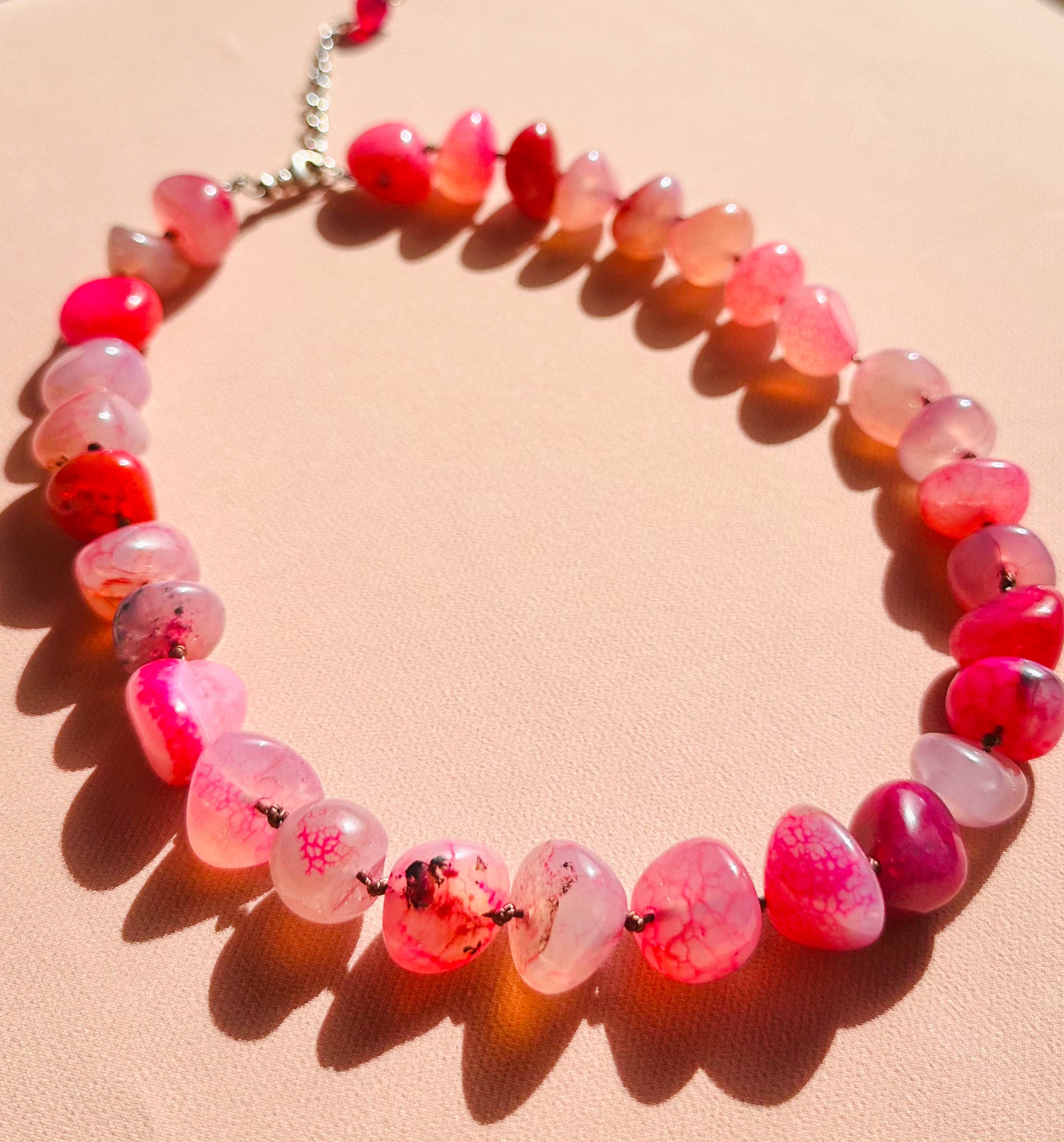 Arcturian Guard Strength and Courage Pink Agate Necklace