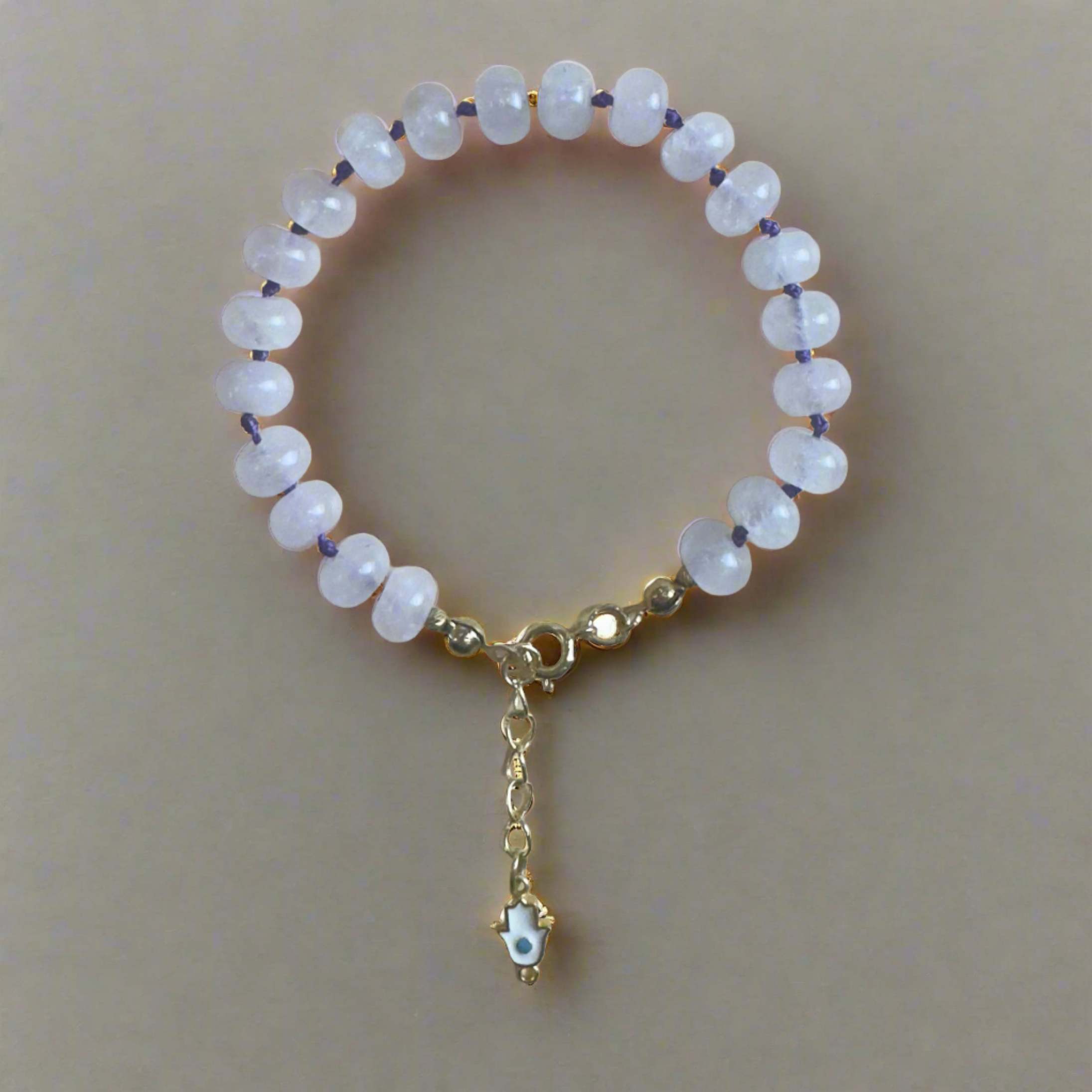 Goddess Cybele Rose Quartz Protection Bracelet with Evil Eye charm