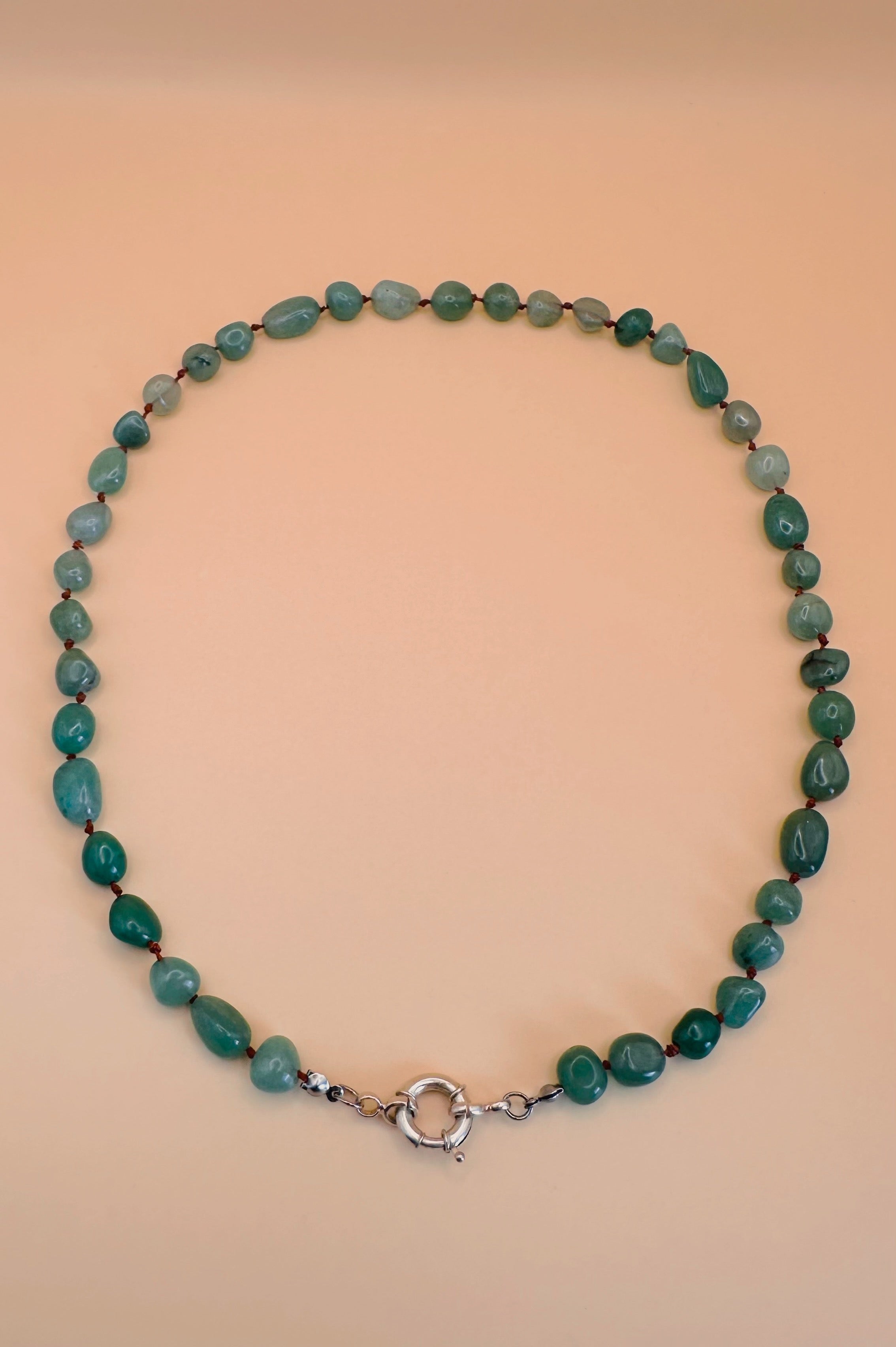 Arcturian Wealth Aventurine Necklace with Silver Clasp