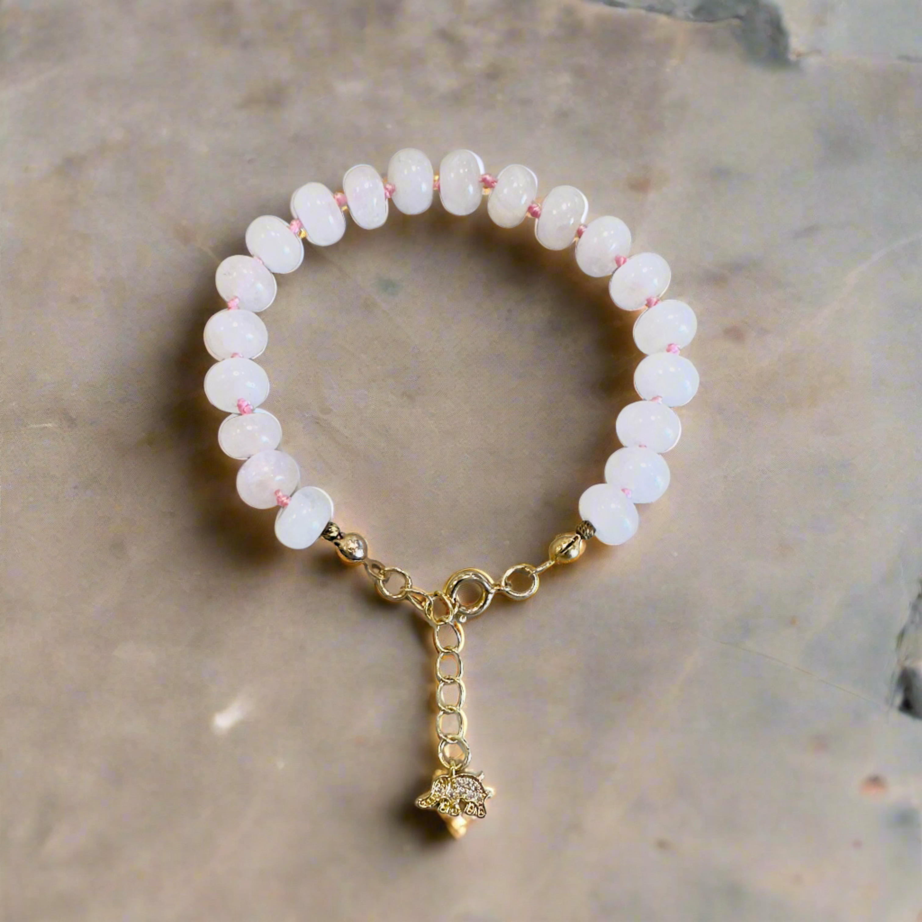 Goddess Lakshmi Rose Quartz Wealth and Luck Bracelet