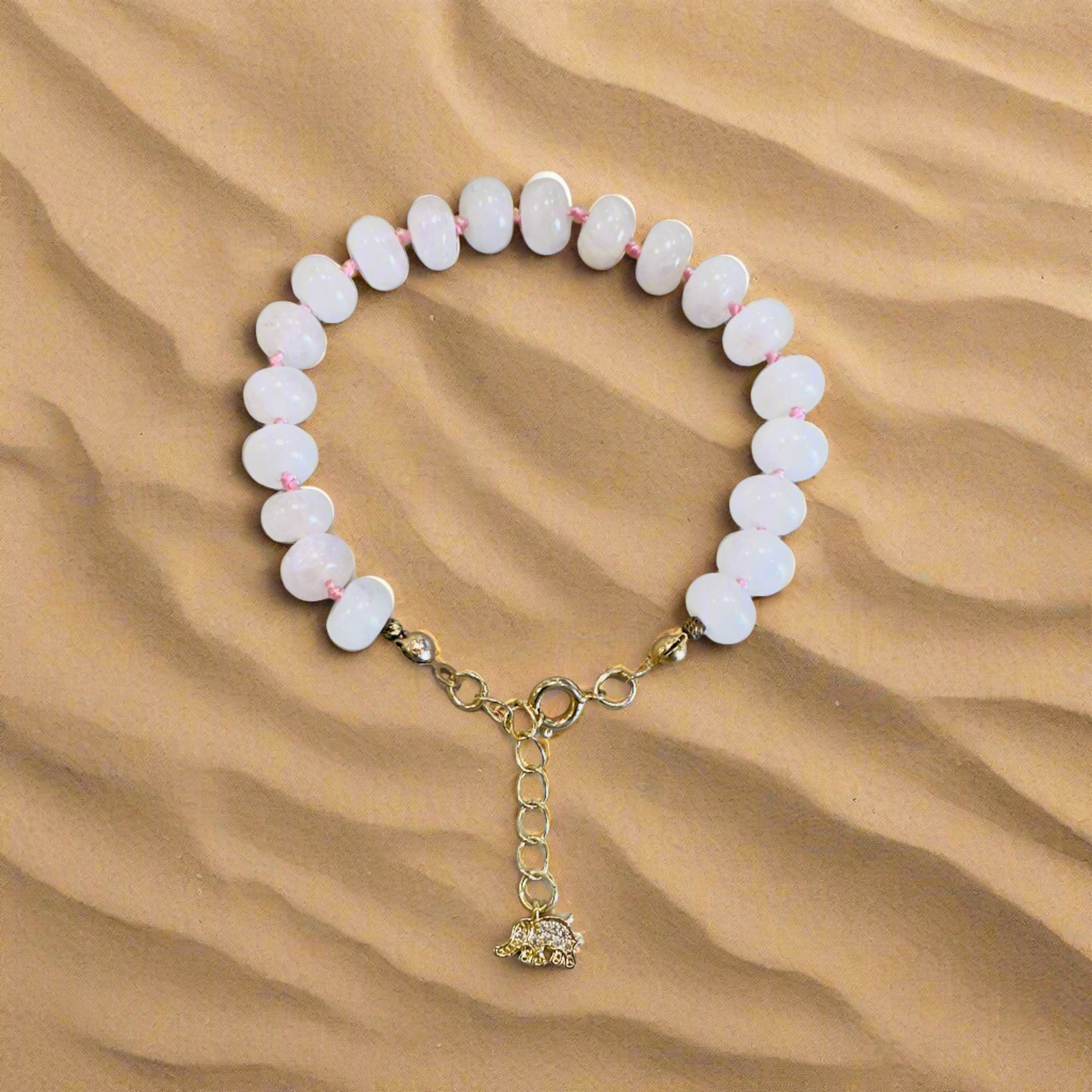 Goddess Lakshmi Rose Quartz Wealth and Luck Bracelet